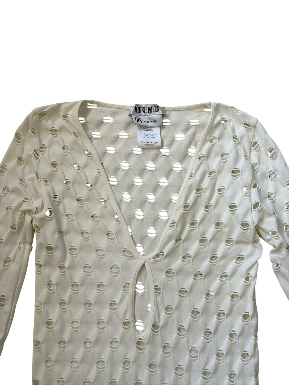 Maisie Wilen Made in Los Angeles Perforated Long Sleeve Gown Size 0/S - Picture 8 of 13